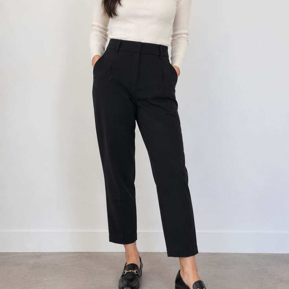 Aritzia Wilfred Tie Front Pant Black Japanese Crepette High Rise Trousers 10